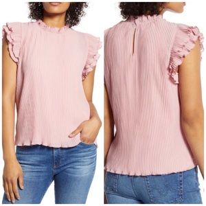 X Glam Steph Taylor Jackson Pleated Ruffle Blouse